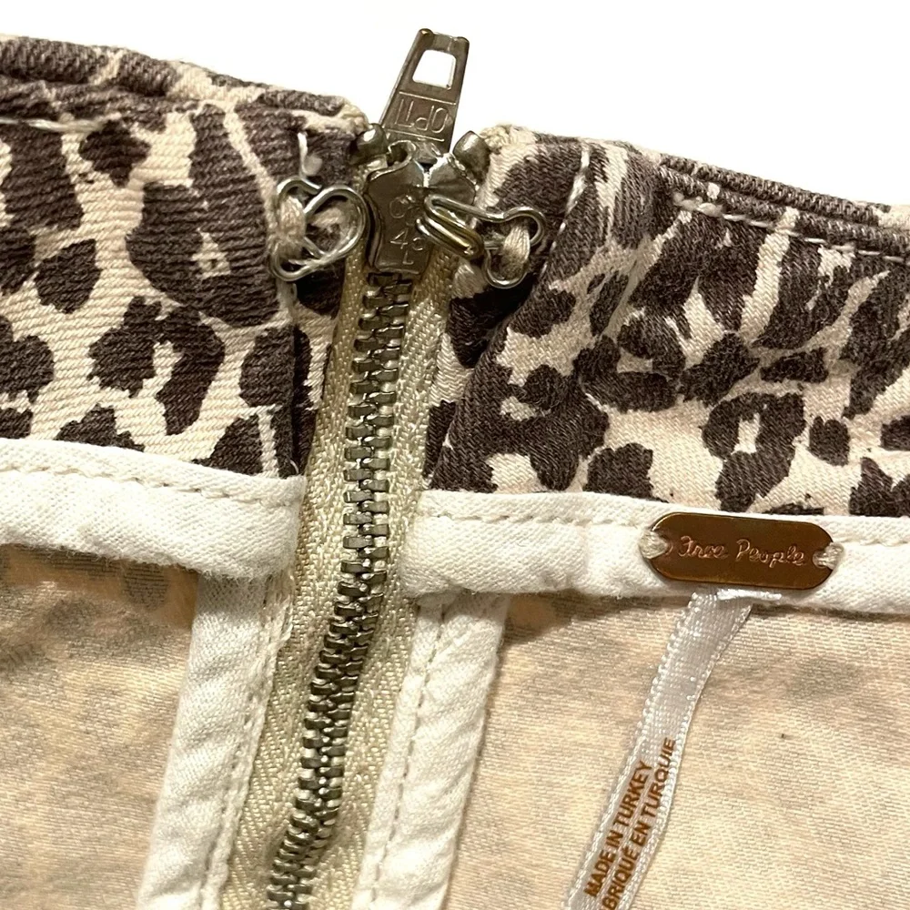 Free People Modern Femme Cheetah Denim Mini Skirt